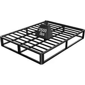 Upgrade Anti Bending and Round Corner Legs 10 inch Metal Queen Bed Frame 3500 LBS Heavy Steel Slats Support Platform Bed Frames No Box Spring Needed Platform Noise Free Easy Assembly