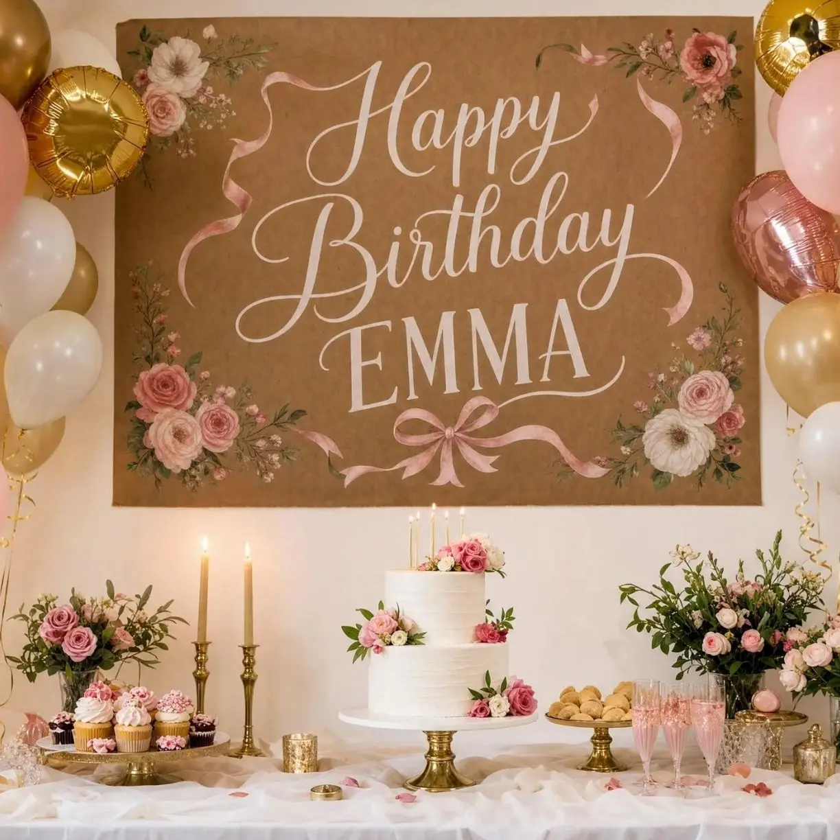 Custom Printed Butcher Paper Tapestry, Personalized Birthday Backdrop, Kraft Paper Party Sign, Large Birthday Banner, Custom Party Decor