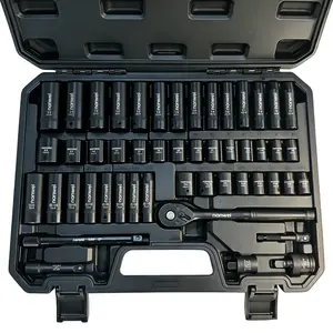 50PCS 3/8 Inch Drive Socket Wrench Tool Set, Metric Deep & Standard Hex Socket Ratchet Kit with Extension Bars & Adapter, Hard Storage Case for Auto Motorcycle Garage Mechanical Repair handle automotive   durable hand  tool kit 