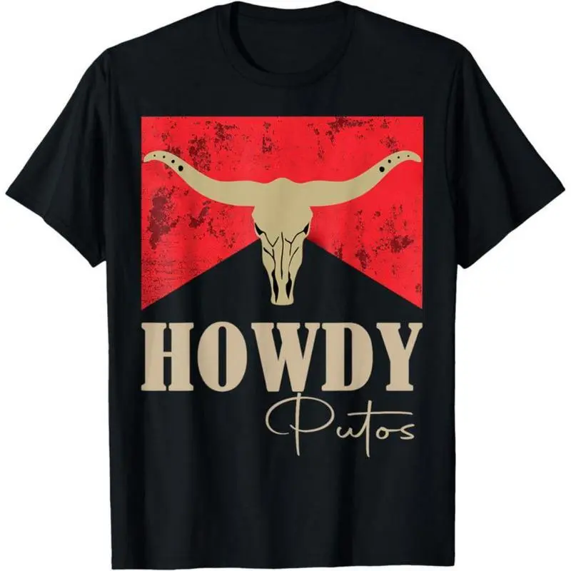 Men's Casual Tops: Cowboy Skull Graphic Cotton Tee in a Lightweight, Sweat-Wicking Style - USA-Made Crew Neck Menswear, Shortsleeve