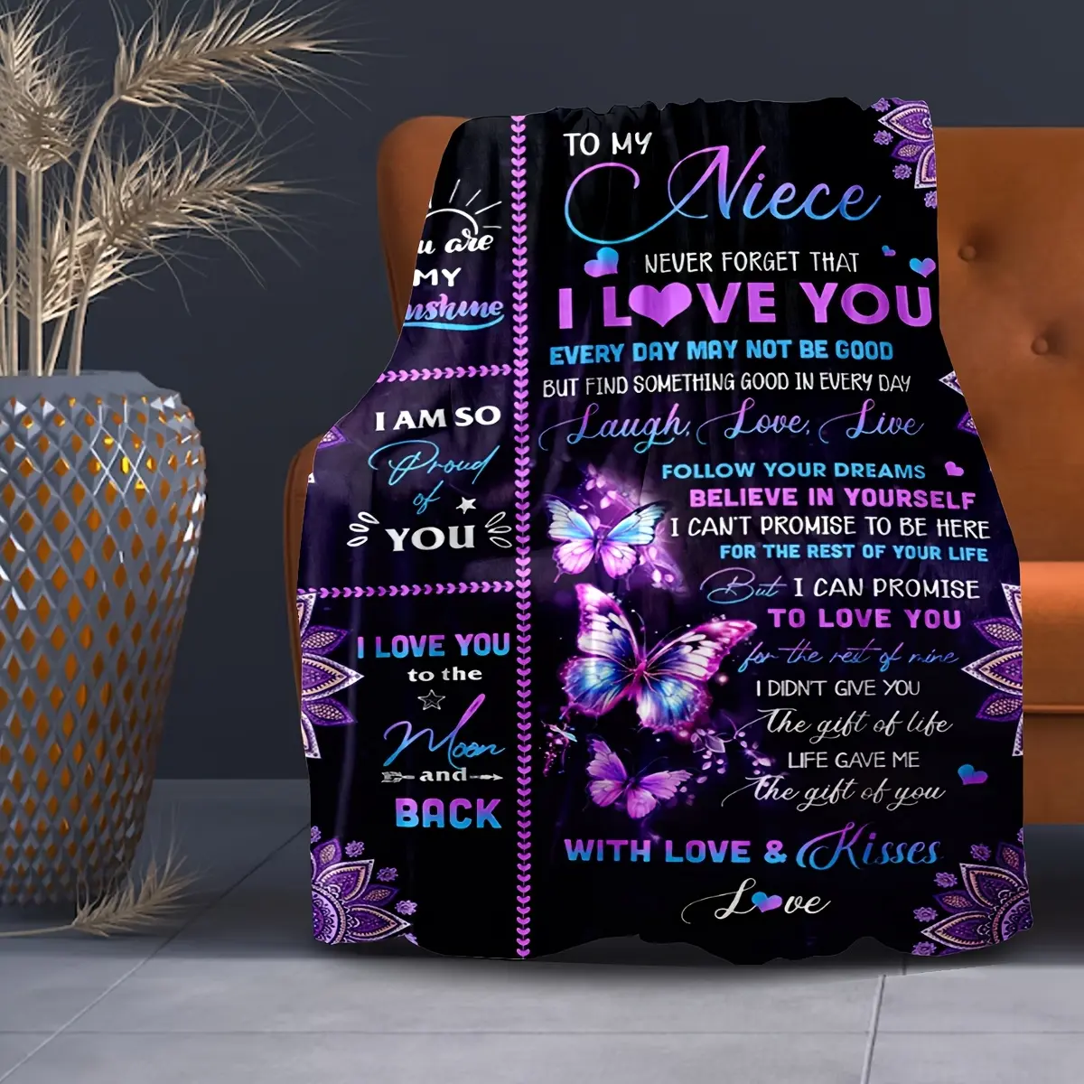 1pc Niece Gift Blanket, Heartfelt Gift Blanket, Flannel Throw Blanket, Soft Cozy Blanket for Christmas & Birthdays, Special Occasion Present, Soft Plush Bedding, Slogan Print Blanket