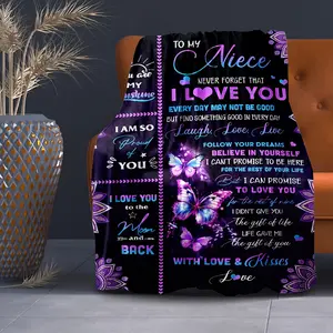 1pc Niece Gift Blanket, Flannel Throw Blanket for Christmas & Birthdays, Special Occasion Present, Soft Plush Bedding, Slogan Print Blanket