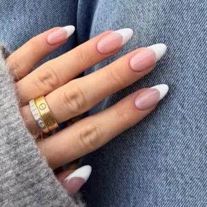 French tips Nail Art Design with Pink Base and Red Dots for a Fun and Festive Look