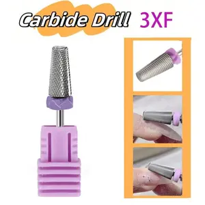 3XF 5‑in‑1 Cross Cut Tungsten Carbide Umbrella TLR Nail Drill Bit, 3/32 Inch Silver Rotary Grinding Head, Professional Acrylic Gel Nail Remover Cuticle Manicure Tool