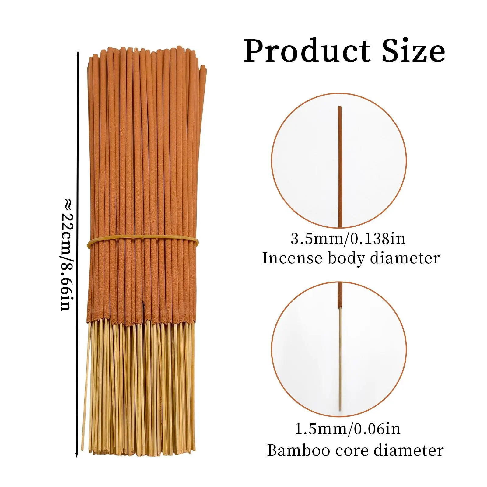 22cm/8.66in Natural Cinnamon Incense Sticks with Bamboo Core, Home Fragrance Freshener Scent for Odor Removal, Meditation Home Accessory (36/60/96 Count)