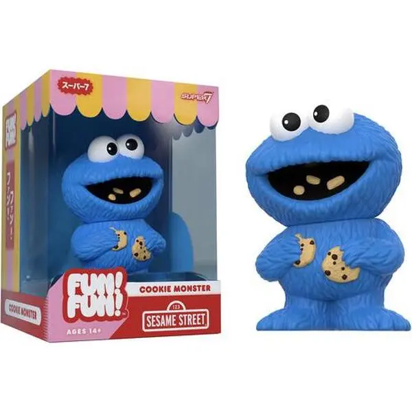 Super7 Sesame Street FUN! Wv2 Cookie Monster Collectible Action Figurine - Articulated Mascot Vinyl Figure, Minimal Aesthetic Art Toy with Window Box Packaging