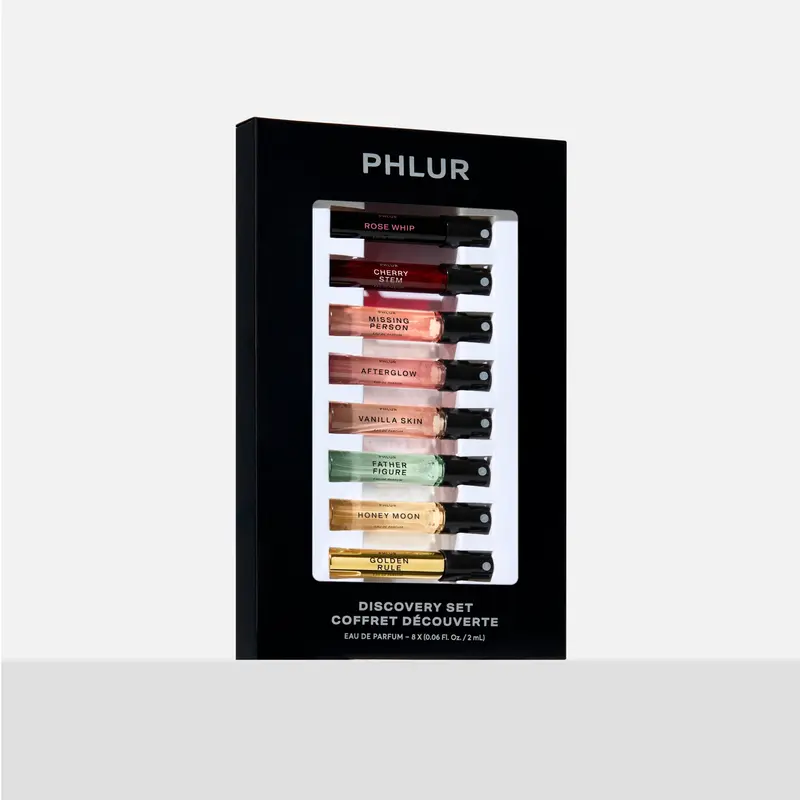 PHLUR Fragrance Discovery Set - 8-Piece Perfume Sampler with Cherry Stem, Honey Moon & Afterglow (8 x 2mL)