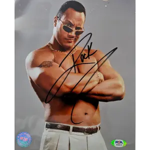 The Rock Dwayne Johnson Autographed Photo 8 x 10 PSA COA