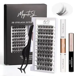 DIY Lash Extensions Kit 72 Individual Lashes Clusters Eyelash with Applicator and Lash Bond & Seal, Clusters Lash Glue Remover Mix 10-16mm C D Curl EASY TO USE-DM01