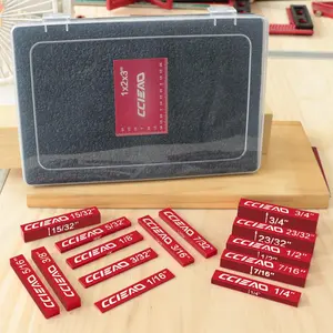 15 Piece Installation Block Height Gauge Kit, Portable Test Gauge Block, Inch Height Gauge Block, Precision Setting Rod Aluminum Gauge Block Kit, Planer and Table Saw Woodworking Accessories Measuring Tools, Durable Gauge Block Series