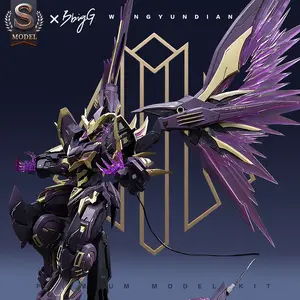 1/100 Scale Ba Feng Te Alloy Mecha Model Kit, Press Cast Skeleton Robot Figure, Anime Action Figure, Giant Scythe & Transparent Light Wings, High Mobility Collectible 20cm