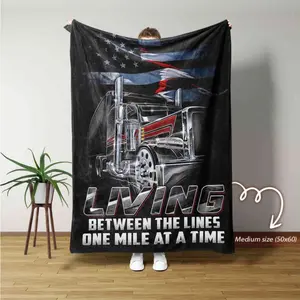 Trucker Blanket 50"x60" Cozy Polyester Fleece Driver Man Boy Father Gift Soft Warm Luxurious Silky Sublimation Print