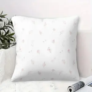 Set of 1 light pink floral-print Throw Pillow  insert; creamy Instagram-style design; soft and skin-friendly; perfect for young girls and for adding a touch of girlish charm to bedrooms and living rooms