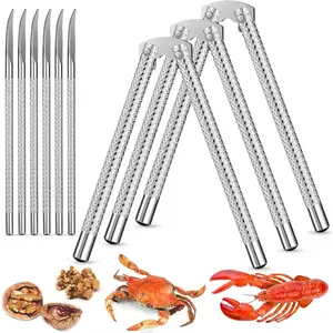 9 Pieces Nut Crackers and Picks Stainless Steel Nutcracker Metal Shell Cracker For Seafood,Nuts (Silver)