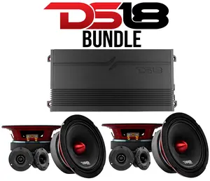 DS18 Car Audio Bundle – 4 PRO-X6.4BM 6.5" Midrange Speakers 500W MAX + 4 PRO-TW1X/BK Tweeters + GEN-X 4-Channel Amp 1800W Peak Power