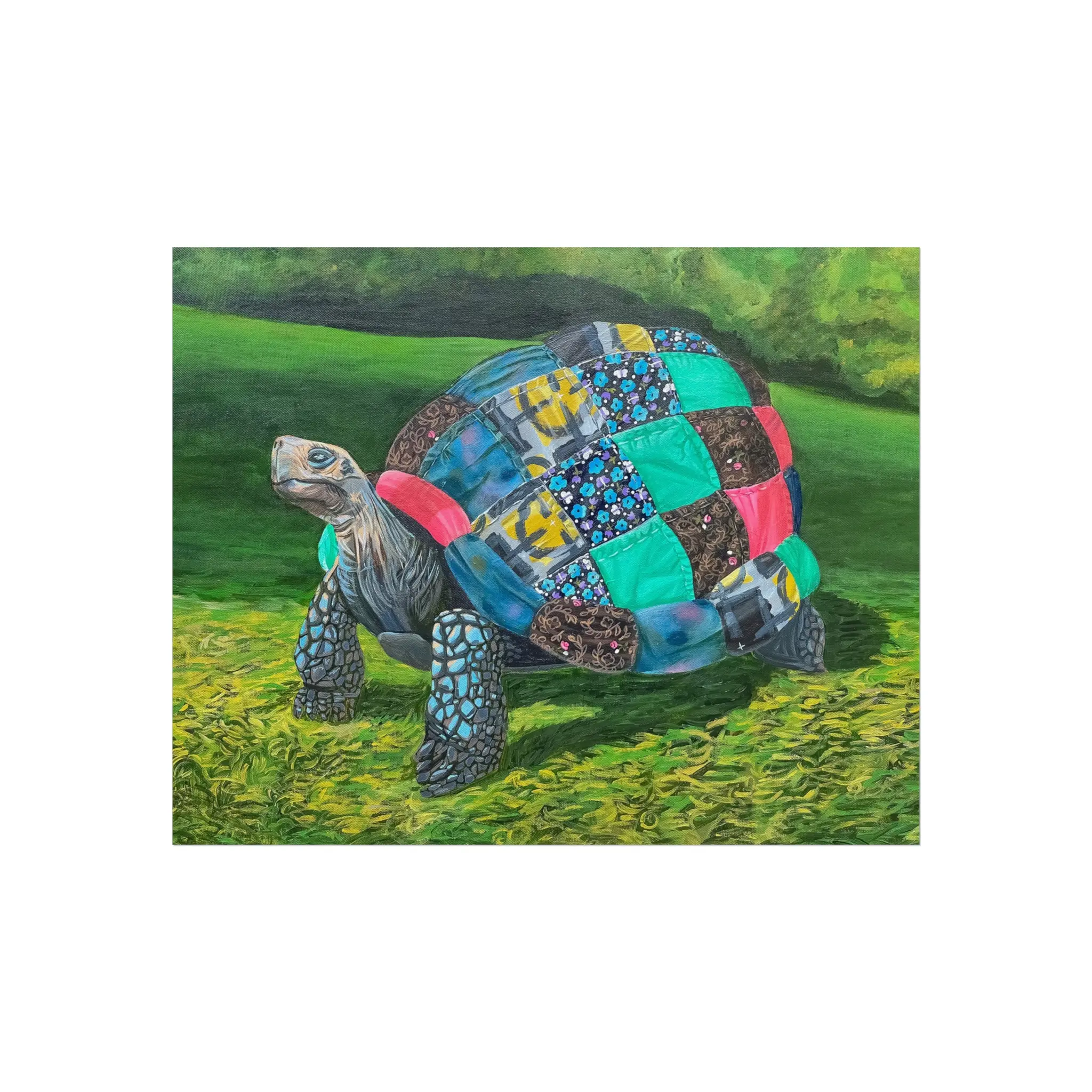 A Patchwork Tortoise Fine Art Poster, Nature Wall Art, Animal Decor, Unique Home Decor, Eco-Friendly Gift, Colorful Turtle Art