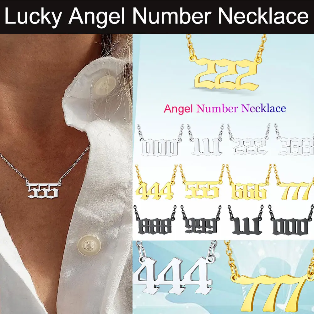 FaithHeart Angel Number Pendant Dainty Necklace Stainless Steel For Women Girls