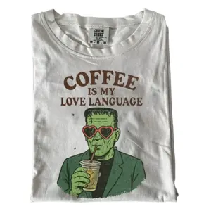 Comfort Colors Coffee Is My Love Language Shirt, Funny FrAAnkenstein Graphic Tee, Halloween Coffee Lover T-shirt, Spooky Season Shirt, Gift for Men, Gift for Women, Crew Neck T-shirt, Trending T-shirt