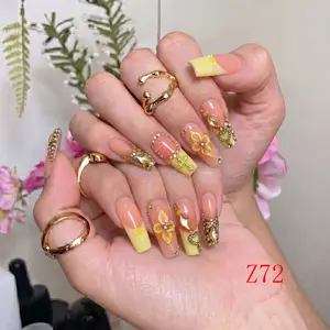 Nailbeebee Z72 Handmade Press-On Nails - 1.3 in, Reusable, Salon-Quality, Long-Lasting, Glossy Design - For Daily Office Use, Date Nights, Holiday Trips