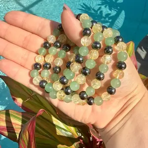 Citrine, Green Aventurine & Hematite 8mm Crystal Bracelet | Wealth, Luck & Protection Energy Bracelet | Abundance Manifestation Jewelry