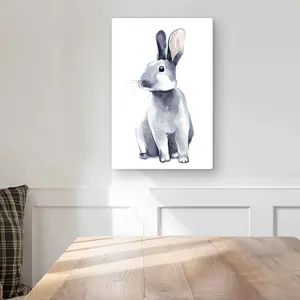 Begin Home Decor C1MP1218457LQZ 12 x 18 in. Gray Curious Rabbit - Metal Print Wall Art - Pets Livingroom