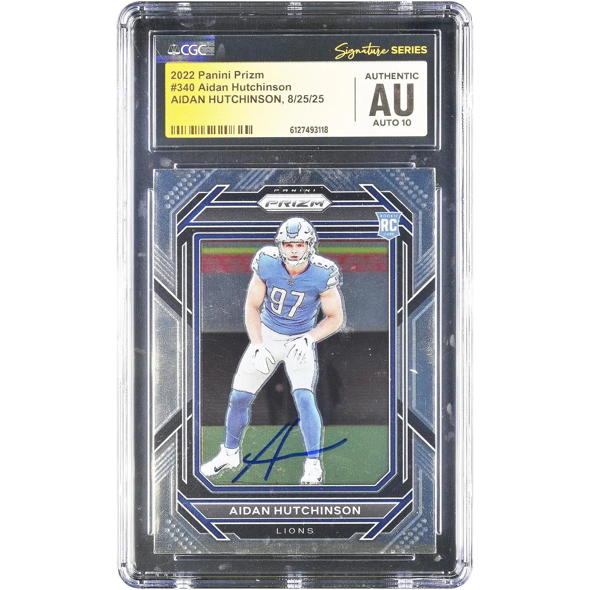 Aidan Hutchinson Detroit Lions Autographed 2022 Panini Prizm #340 CGC Authenticated Auto 10 Rookie Card - Fanatics Authentic Certified