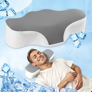 Bespilow Lightweight Memory Foam Camping Pillow,Contour Neck Support pillows with Cooling Pillowcase,Easy to Carry Backpacking Pillow w/Travel Storage Bag