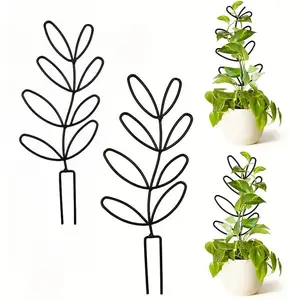 Indoor Plant Trellis, 2pcs Creative Climbing Leaf Shape Metal Wire Garden Trellis, Houseplant Tool for Indoor & Outdoor, Metal Arbor Trellis