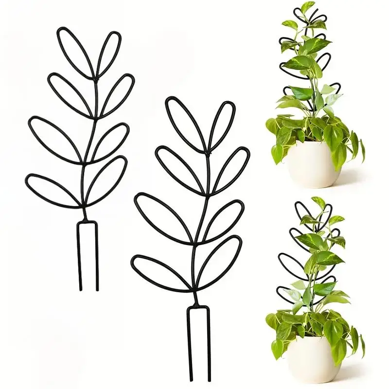 Indoor Plant Trellis, 2pcs Creative Climbing Leaf Shape Metal Wire Garden Trellis, Houseplant Tool for Indoor & Outdoor