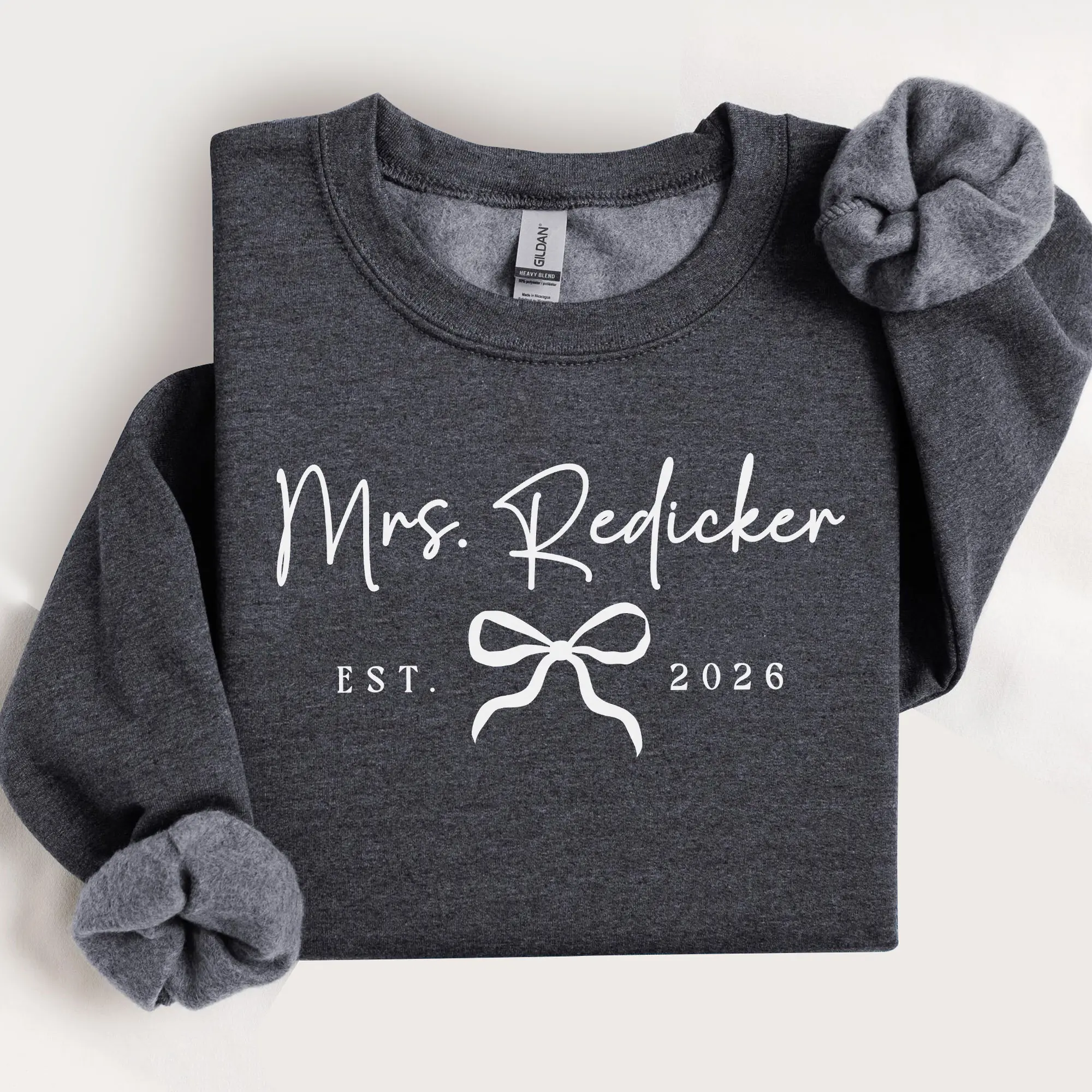 Custom Mrs Sweatshirt, Future Mrs Last Name Tshirt Bride Personalized Gift for New Wife T Shirt Honeymoon Tee Engagement Gift