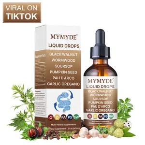 Gotas digestivas herbales MYMYDE con extractos de nuez negra, ajenjo, clavo, ajo, orégano, guanábana, crotón y semillas de calabaza, favorecen la salud intestinal, mantienen el equilibrio digestivo y ayudan a conservar energía estable en tu día a día.