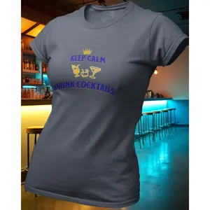 Keep Calm Drink Cocktails T-Shirt - Classic Design with "Keep Calm" Text and Drink Cocktail Theme