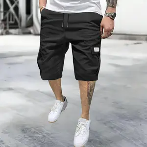 Men's Plus Size Solid Flap Pocket Cargo Shorts, National Day Clothing, Casual Elastic Waist Shorts for Daily Outdoor Wear, Plus Size Men's Bottoms for All Seasons, Casual Streetwear Shorts gifts for him