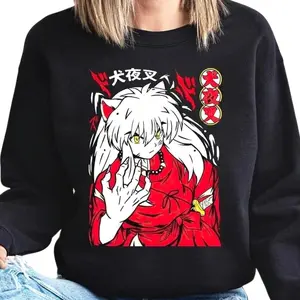 Inuyasha SesshomaruSweatshirt Red Moon Inu Yasha Kawaii Anime Sweatshirt All Size Sweatshirt K