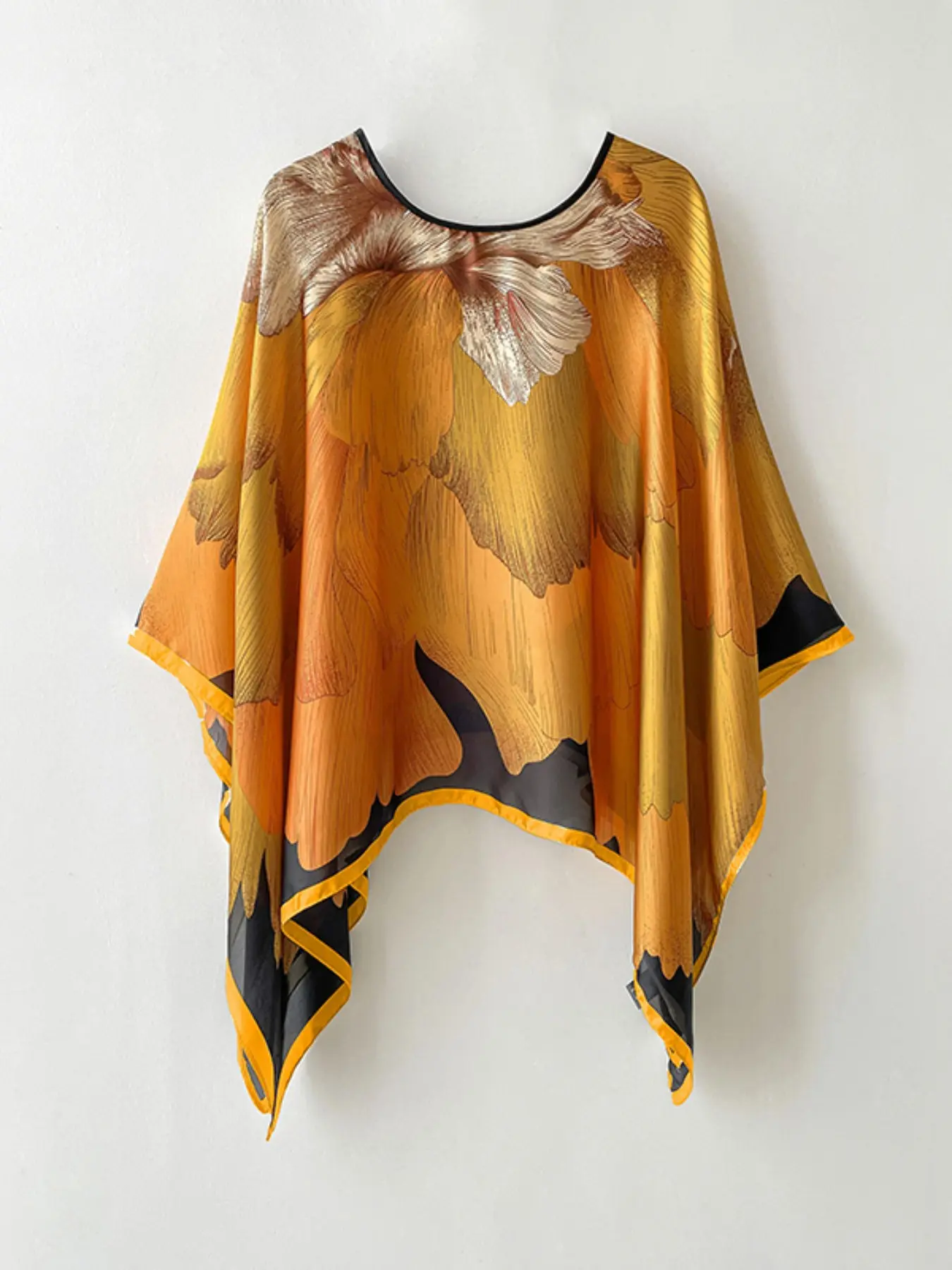 Elegant Floral Print Shawl, Boho Shawl, Fashion Shawl, Dress Shawl, Vibrant Silk Scarf, Delicate Animal Shape Wrap, Perfect for All Seasons, Casual Fitted Style
