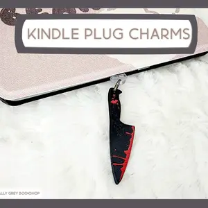 Kindle Dust Plug Charm, Halloween, Spooky, Red, Horror, Knife, Book Lover, Gift, Kindle Charm, Dust Plug