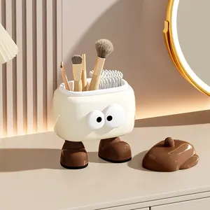 ABS Dust-Proof Smooth Flip-Top Reusable Rigid Organizer Storage Box, Cute Cartoon Desktop Vanity Holder Storage Box for Makeup Brushes, Cotton Swabs, Pens (Summer Vibes), Organizer Storage Boxes, Holder Storage Boxes