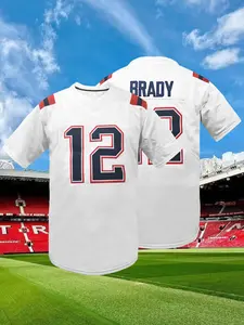 Men's #12 American Football Jersey, Classic Name and Number Embroidery, V-Neck Loose Fit Short Sleeve Sports Football Shirt, Suitable For Casual Everyday Wear, Match Training, Street Hip-Hop Style, Valentine's Day Gift, Unisex