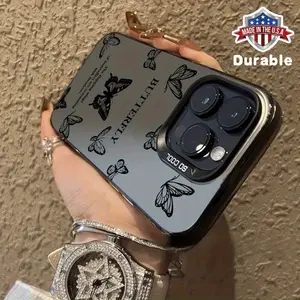 A High-End Black Butterfly Pattern Laser Phone Case Suitable for Iphone 16, 15, 14, 13, 12, 11 Pro Max. Perfect As a Birthday Gift for a Girlfriend, Boyfriend, Or Friend.