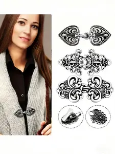 Women's Vintage Sweater Clips Set, Fashionable Shawl Collar Clasps & Formal Shirt Clips, Perfect for Dresses, Scarves & Modern Outfits