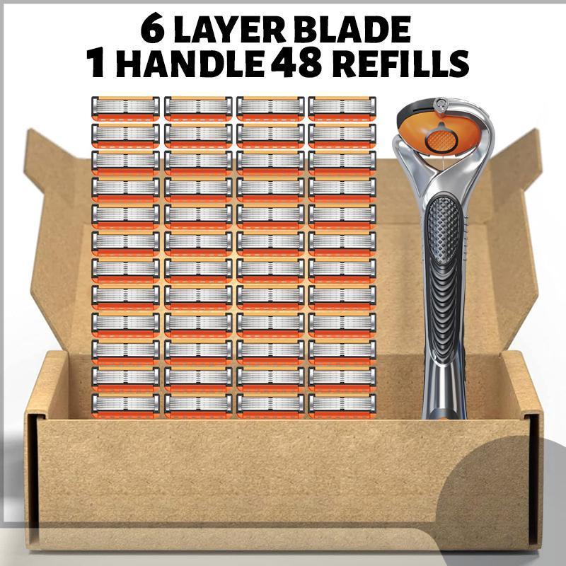 Men'S Razor Blade Replacement, 48Pcs Razor Blade & 1 Count Handle ...