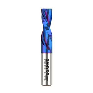 S3807 3/8" Shank Downcut nACo Coated CNC Spiral Router Bit - 2 Flutes - 3/8" Cutting Dia - 1" LOC - 2-1/2" OAL