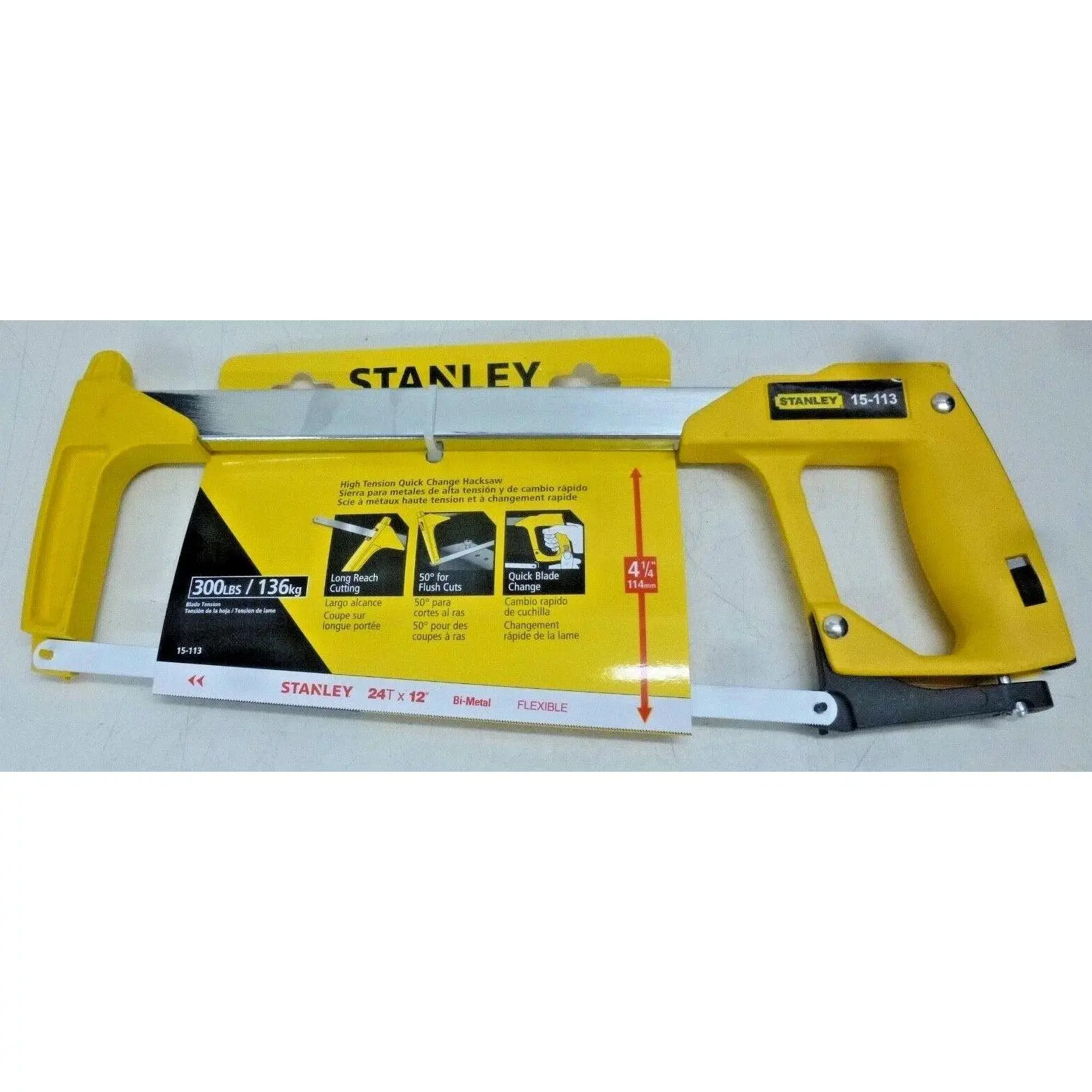 Stanley Professional High Tension Heavy-Duty Hacksaw 12" 15-113
