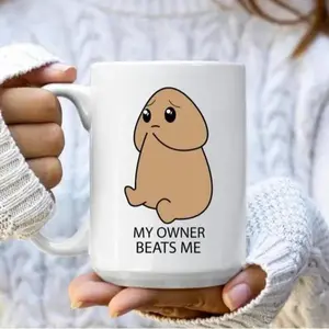 Humorous Penis Mug for Men My Owner Beats Me Cock Dick Coffee Mug Naughty Gag Gift for Friend