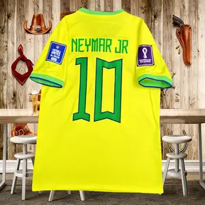 2022 World Cup Brazil Fan Edition Home Short Sleeve Neymar JR Soccer Jerseys