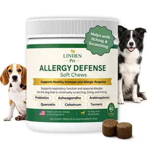 Linden Pet Dog Allergy Support Soft Chews | Quercetin Colostrum Probiotics Turmeric Ashwagandha Arabinogalactan | Skin Comfort Immune Gut Health Support | Seasonal Itch Relief | 60 Count