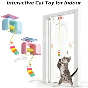 Rechargeable Interactive Hanging Door Cat Toy Automatic Electric Hanging Door Toy with Retractable Feather Wand, Fun Chase & Exercise Toys for Kittens Stress Relief & Boredom Buster for Pet Toys Interactive Cat Toy