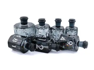 Onyx Potion Bottle Resin Liquid Core DnD Dice Set 7-Piece Void RPG Dice with Glitter Core for Dungeons & Dragons Pathfinder and Other Tabletop RPGs