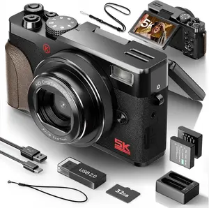 NBD 64MP Digital Camera with 5K Vlogging Capability, 180° Flip Screen, 18X Zoom - Compact Point and Shoot Camera for Beginners, Includes 32GB TF Card