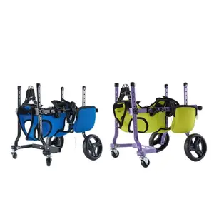 Rehabilitation training walking aid for small dogs, four-wheel assistive portable pet wheelchair for outdoor use